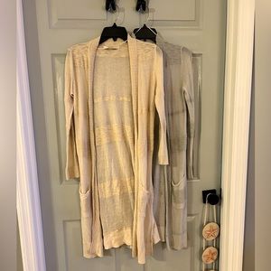 Lauren Conrad (2) long sweaters cream and gray.